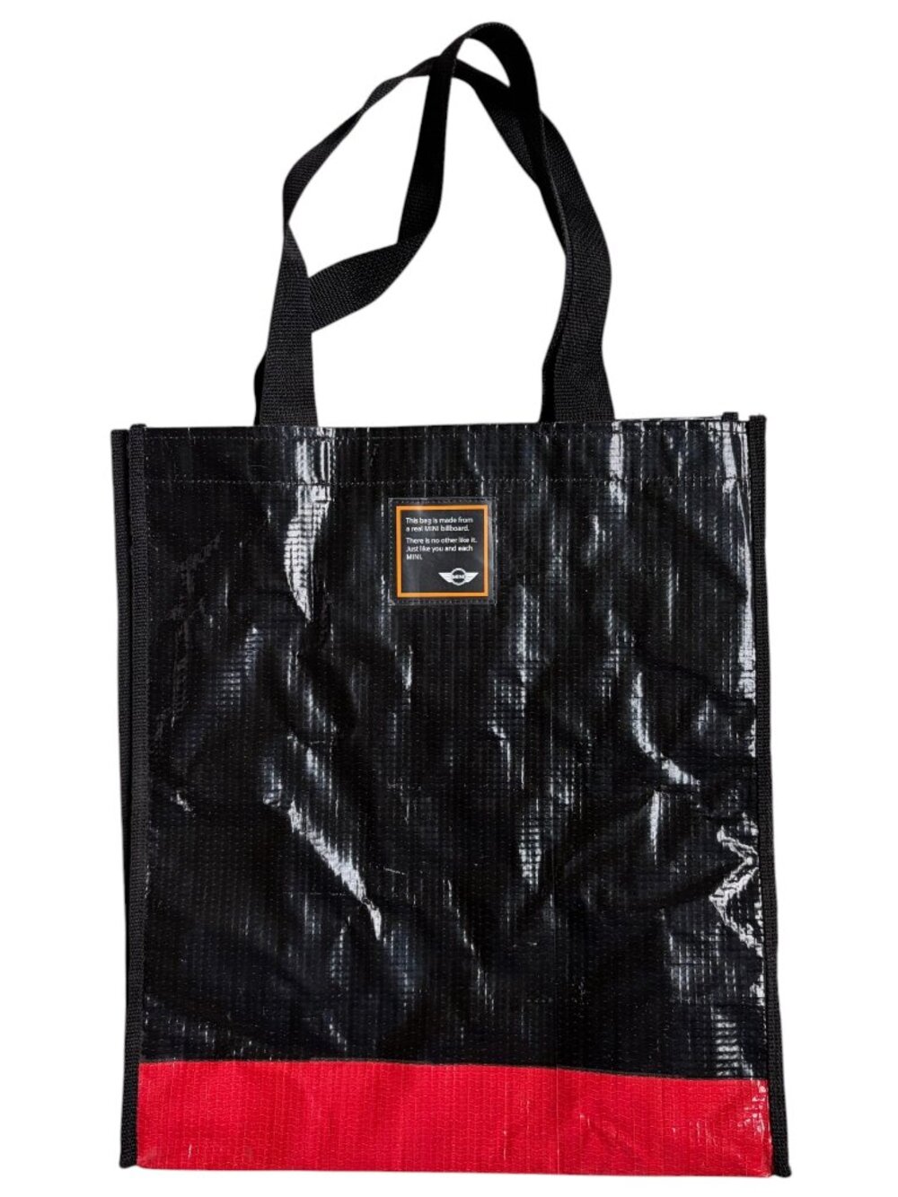 Mini Cooper Reusable Tote Bag (Made from a Mini Cooper Billboard) - Red & Black
